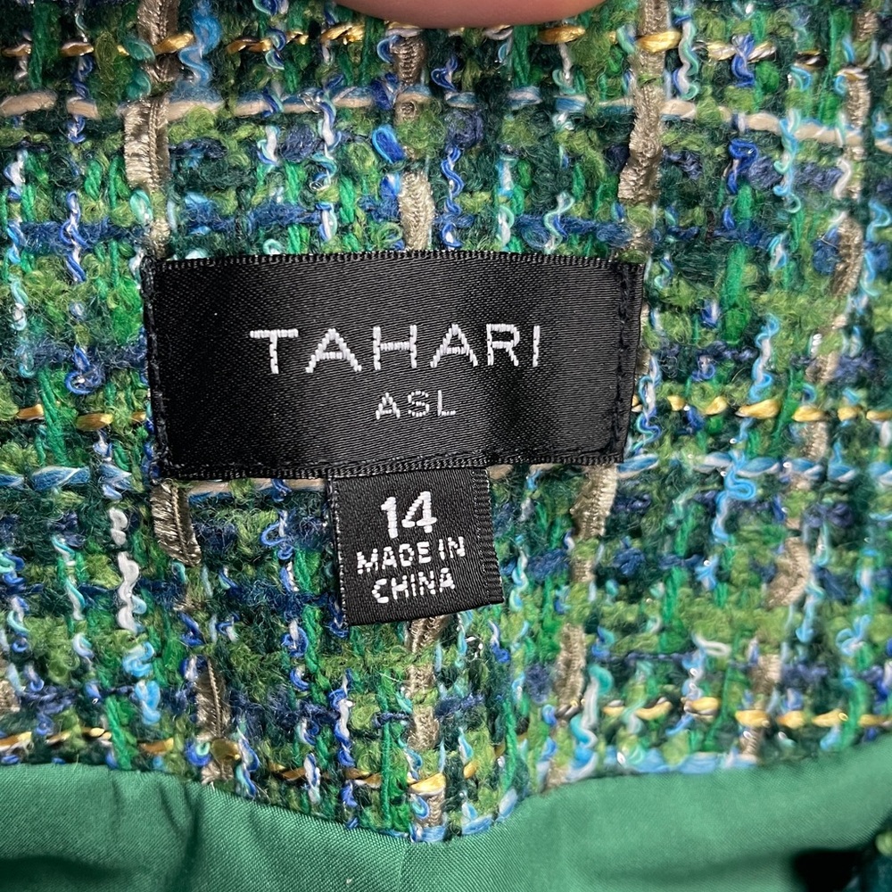 NEW TAHARI ASL Classic Tweed Jacket - Green - Picture 9 of 16